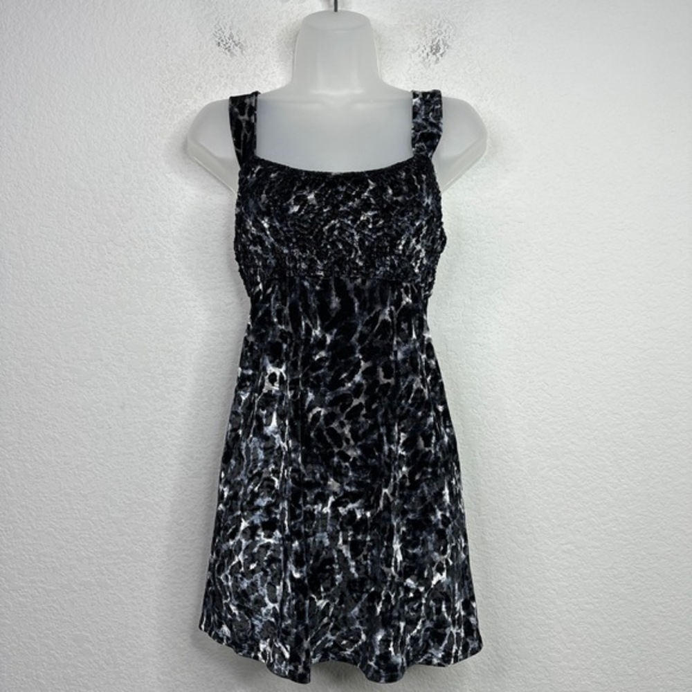 Intimately Free People Dress Womens XS Velour‎ Animal Print Smocked Whimsigoth
